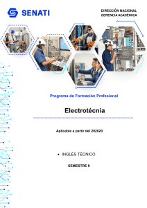 Inglés Técnico: Programa del Curso Electrotecnia - Semestre II