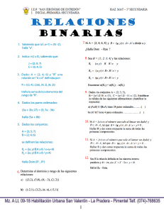 Relaciones Binarias: Ejercicios de Matemáticas para Secundaria