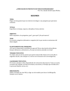 Guía para Proyecto de Tesis en Humanidades