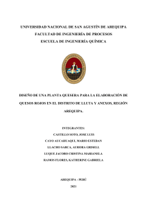 Diseño de Planta Quesera para Quesos Rojos - Arequipa