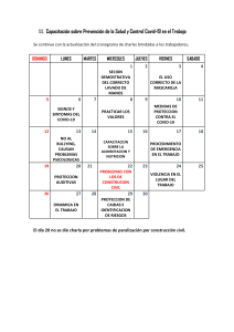 Calendario Capacitación Prevención Salud y COVID-19 en el Trabajo