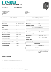 SINAMICS V20: Hoja de Datos Técnicos del Variador de Frecuencia