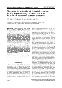 NAC for COVID-19 Cytokine Storm: A Review