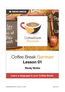 Coffee Break German Lesson 1: Study Notes