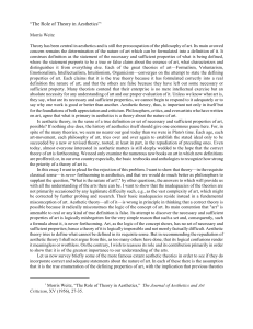 Aesthetics Theory: The Role of Definition in Art