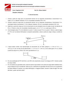 Lista de Exercícios de Hidráulica para Engenharia Civil
