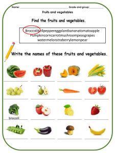Fruits and Vegetables Worksheet for Elementary School