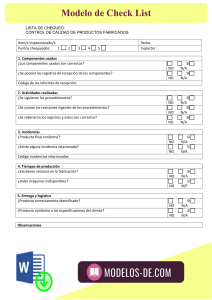 Lista de Chequeo de Control de Calidad de Productos