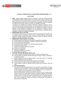 LECTURA Y ESCRITURA DE LA EDUCACION SUPERIOR - SESION Nº 1(I)