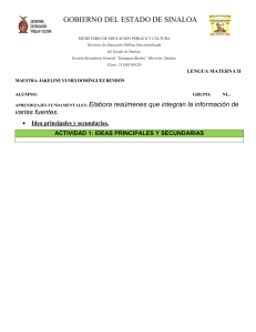 Hoja de Trabajo Lengua Materna II: Ideas Principales