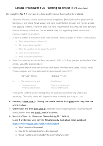 FCE Writing Article Lesson: Procedure & Activities
