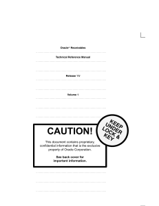 Oracle Receivables 11i Technical Reference Manual, Vol 1