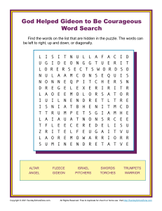God Helped Gideon to Be Courageous Word Search