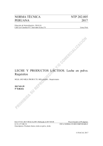 NTP 202.005: Requisitos de la Leche en Polvo en Perú