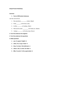 Simple Present Tense Grammar Worksheet