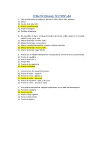 Examen de Economía: Oferta, Demanda y Precios