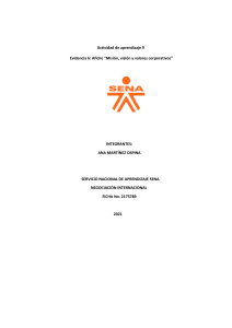 Misión, Visión y Valores Corporativos: Negociación Internacional