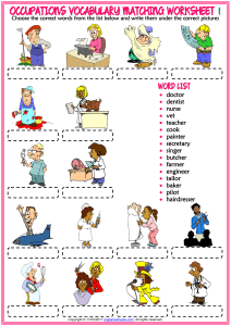 occupations vocabulary esl matching exercise 