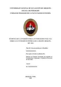 Inversión Pública e Infraestructura Vial en Arequipa: Plan de Tesis