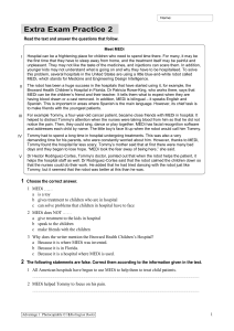 MEDi Robot Reading Comprehension - Exam Practice