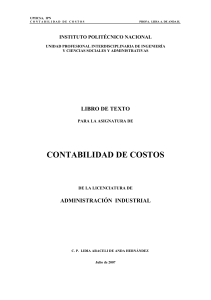 Contabilidad de Costos: Libro de Texto para Administración Industrial
