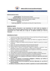 Perfil Coordinador Distrital Educación Integral