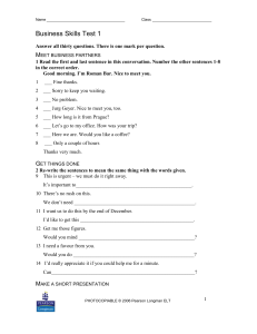 Business Skills Test: ESL Language Practice