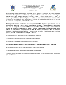Examen de Física: Mezclas de Gases y Cálculos