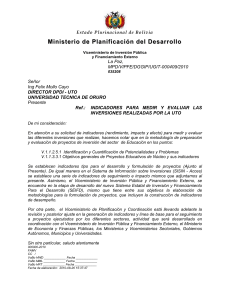 Indicadores de Inversión UTO - Bolivia