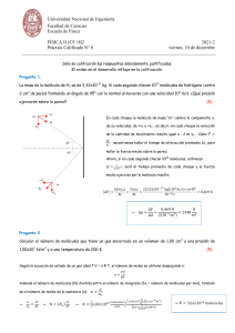 Examen de Práctica Física II - Termodinámica, Gases