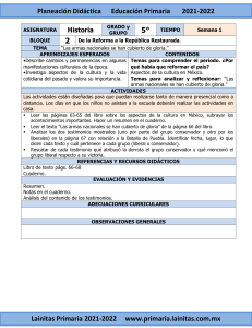 Planificación Didáctica Historia 5° Primaria: Reforma a Revolución