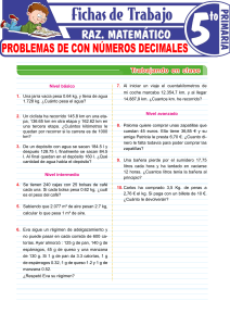 Problemas con Decimales: Ejercicios de Matemáticas Primaria