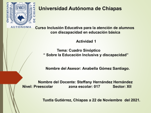 Educación Inclusiva y Discapacidad: Actividad Cuadro Sinóptico