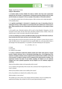 Biostatistics Assignment: Descriptive & Inferential Statistics