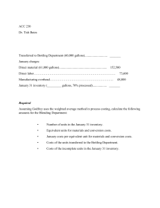 Process Costing Problem: Weighted Average Method