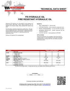 FR Hydraulic Oil: Fire Resistant Data Sheet | Whitmore's