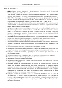 Ejercicios de Semántica y Sintaxis - 2º Bachillerato