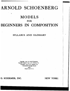 Schoenberg's Models for Beginners: Syllabus & Glossary