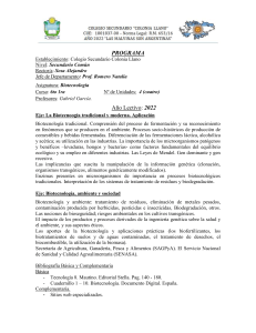 Programa Biotecnología 6to Año - Colegio Secundario