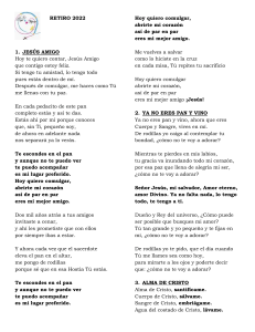 Cancionero Religioso Retiro 2022: Jesús, María y Fe