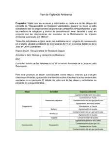 Plan de Vigilancia Ambiental: Recuperación de Residuos Segura