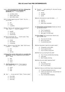 ESL A2 Test: Pre-Intermediate English Exam