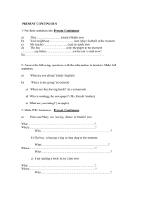 Present Continuous Tense Worksheet