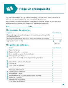 Hoja de Cálculo de Presupuesto Mensual Personal