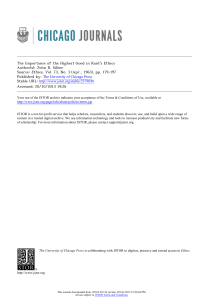 Kant's Ethics: The Highest Good and Beck's Commentary