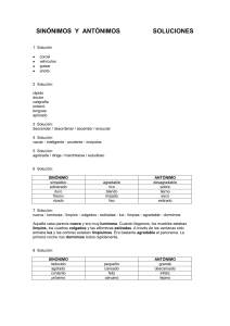 Sinónimos y Antónimos: Ejercicios de Vocabulario