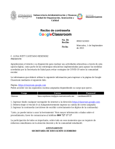 Recibo Contraseña Google Classroom Guerrero