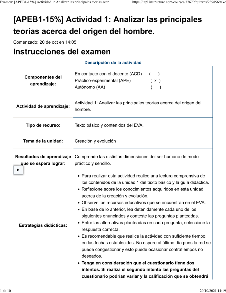 Examen [APEB1-15%] Actividad 1 Analizar Las Principales Teorías Acerca ...