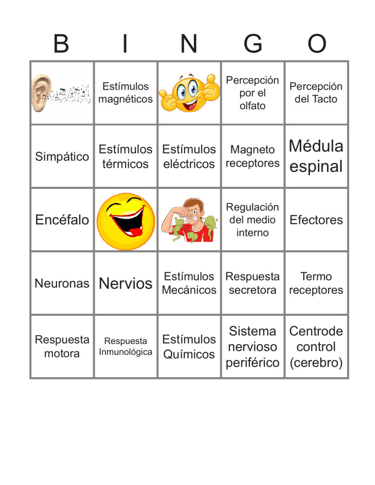 BINGO Funcion De Relaci n Y Control 3 Nivel 1 Con Emoticons