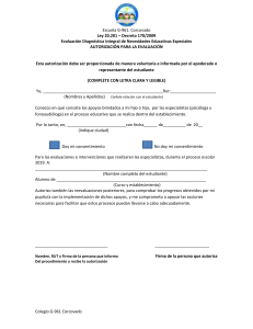 Autorización Evaluación Diagnóstica Integral - Escuela G-961